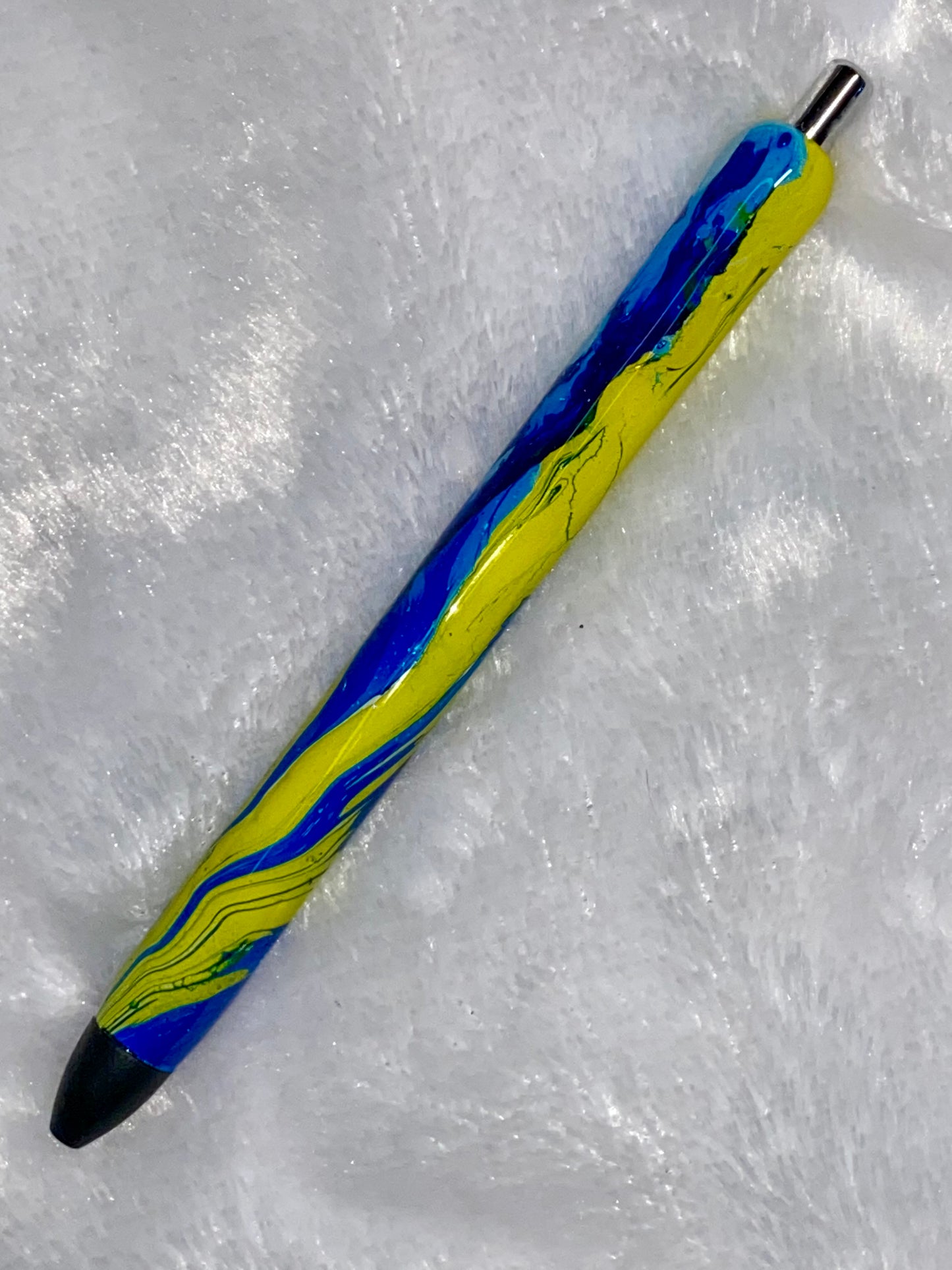 Gel Pen: Hydro dipped: Blue and Yellow