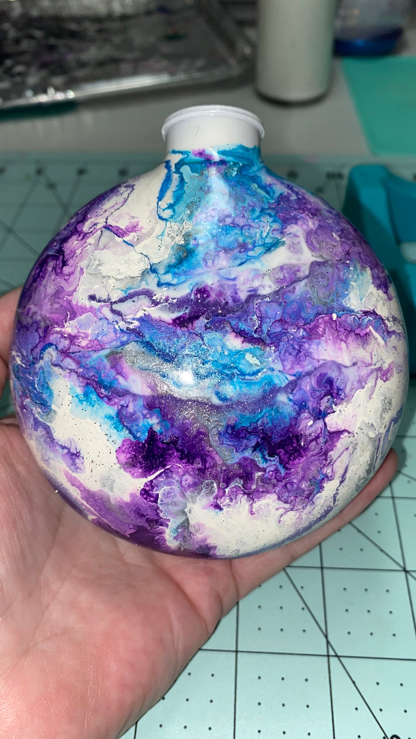 Purple and blue marble ornament