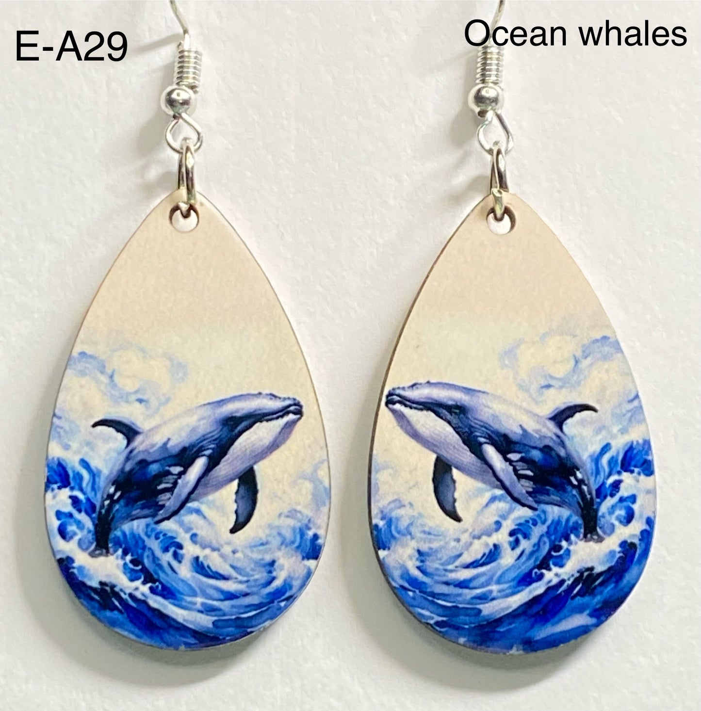 Wooden Earrings: Ocean Whale