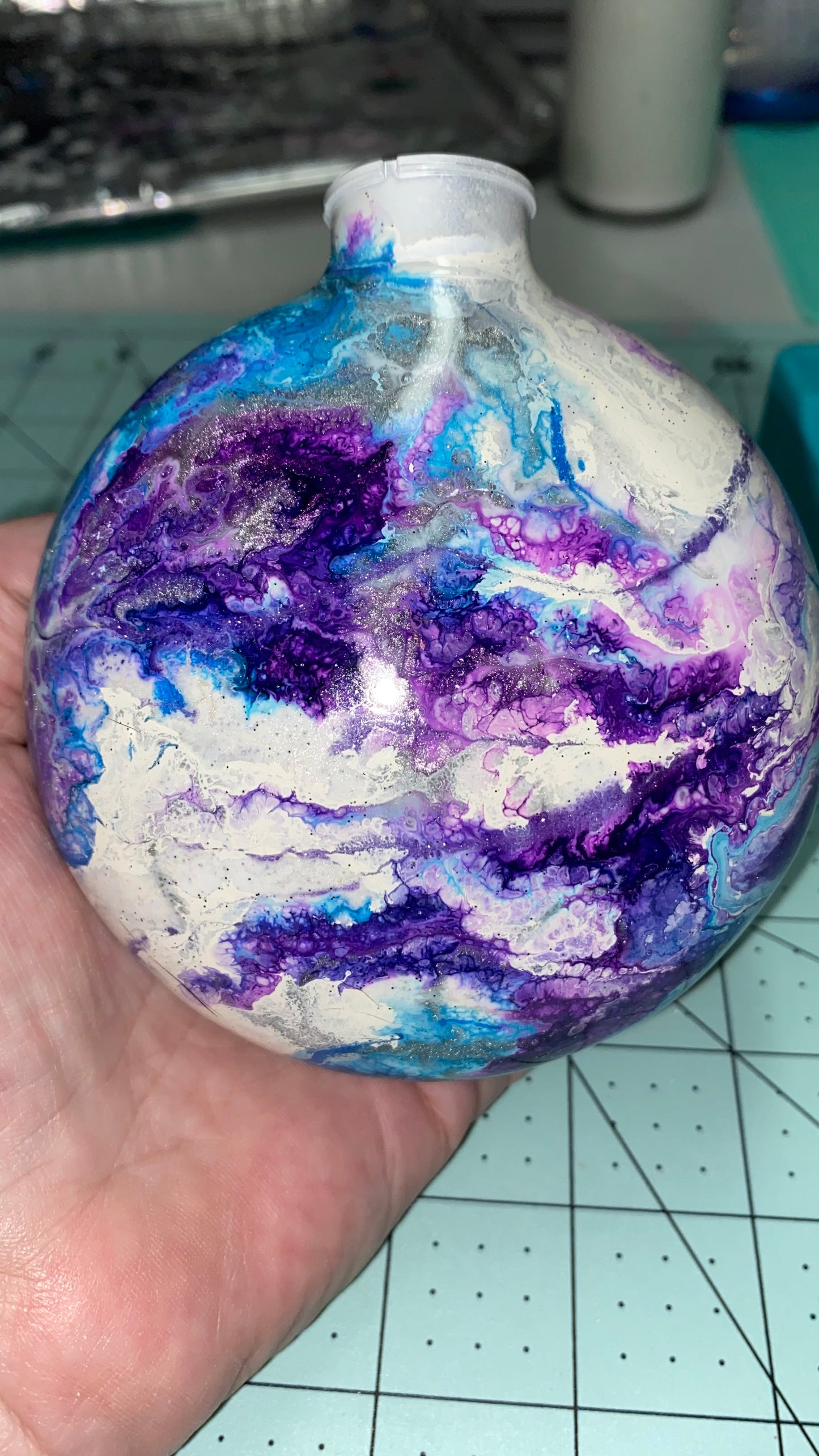 Purple and blue marble ornament