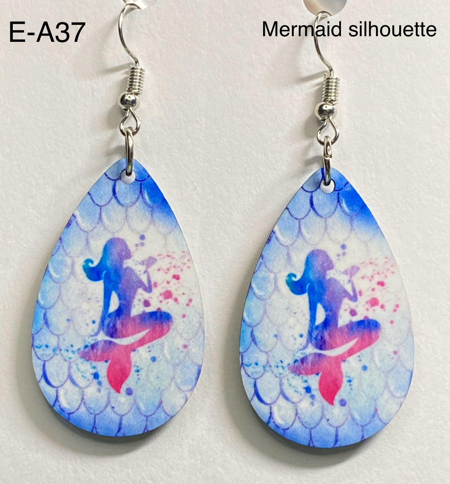 Wooden Earrings: Mermaid Silhouette