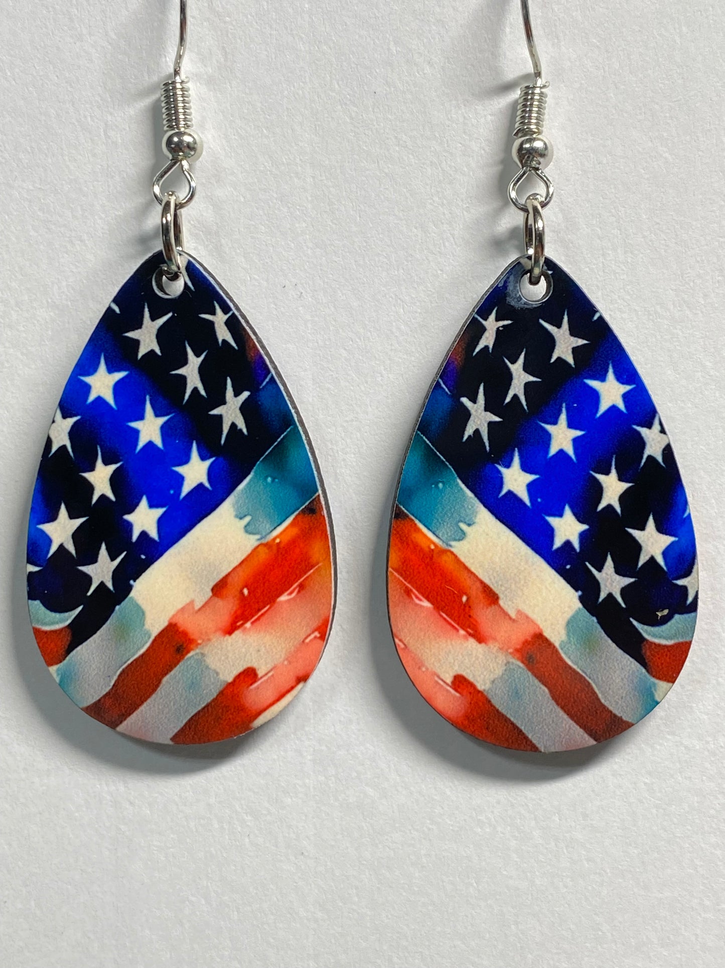 Wooden earrings: American Flag