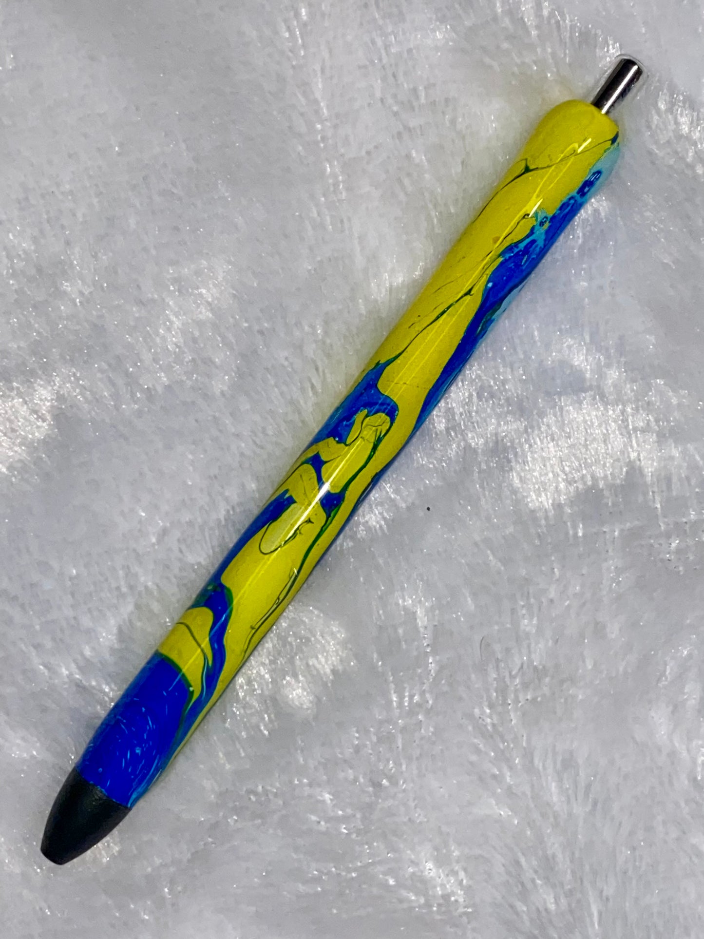 Gel Pen: Hydro dipped: Blue and Yellow