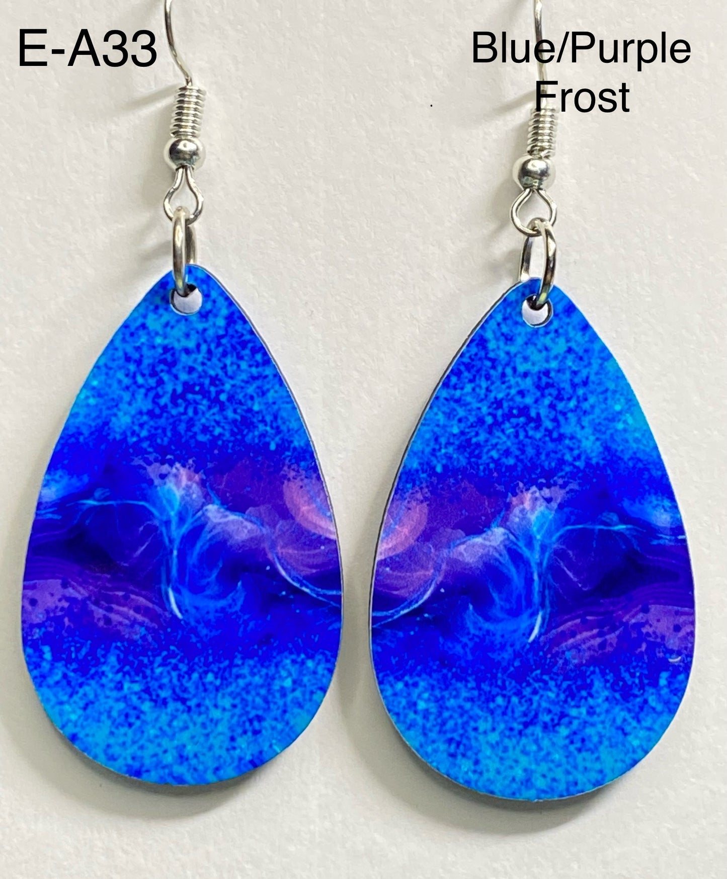 Wooden Earrings: Blue and Purple Frost