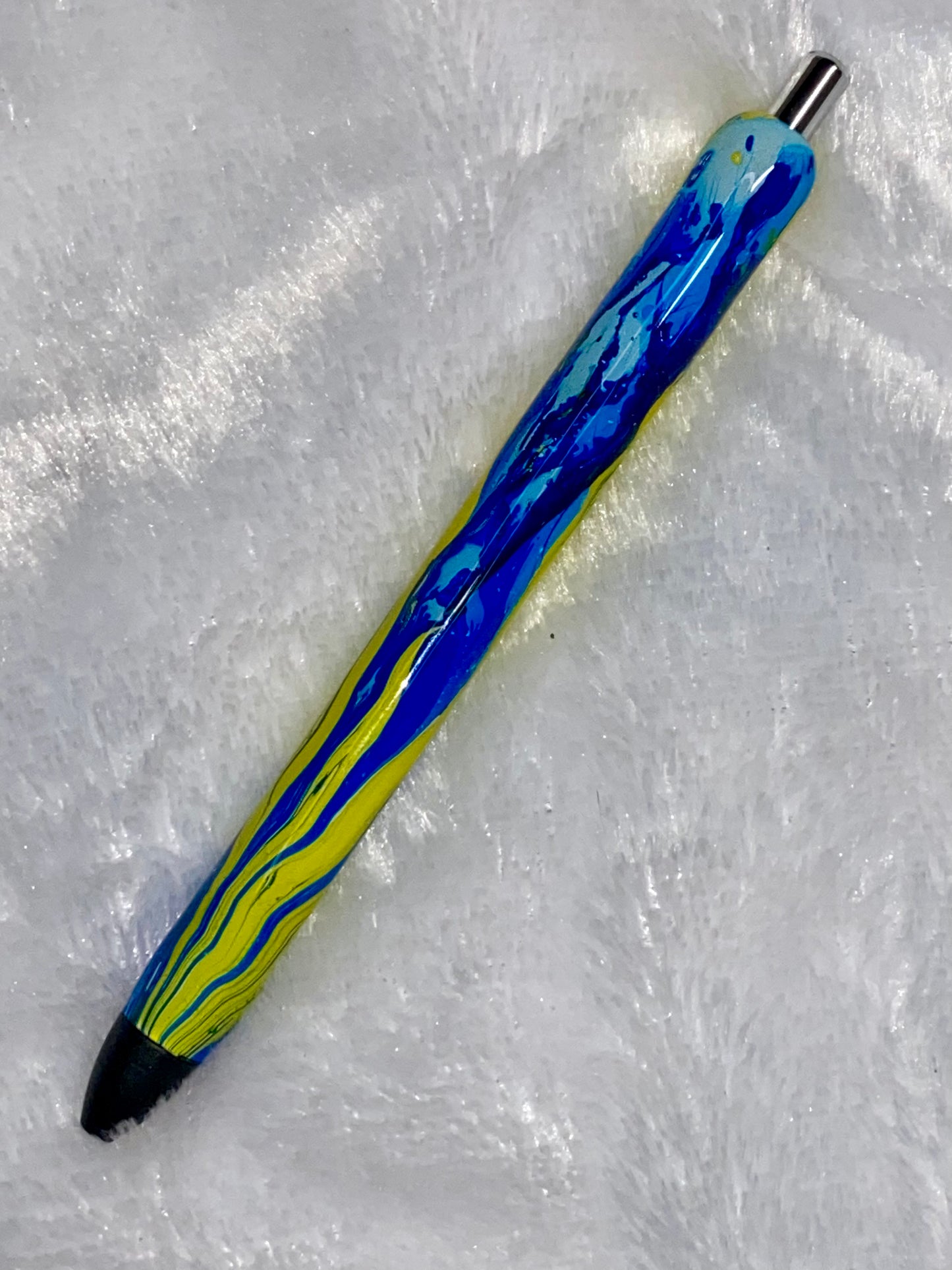 Gel Pen: Hydro dipped: Blue and Yellow