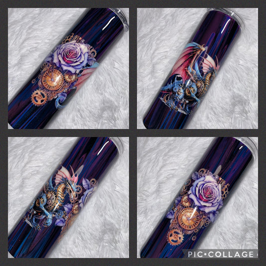 Steampunk Dragon and Roses 20oz Tumbler